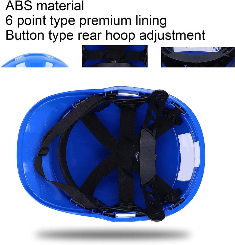 klarako Safety Hard Hat Blue Anti-Smashing Adjustable Helmet with Reflective Stripe for Construction Sites Power Engineering - Image 5