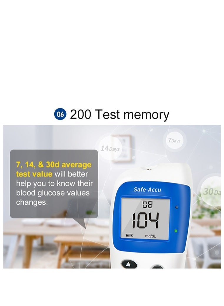 SINOCARE - Blood Glucose Monitoring System With 50 Test Strips And Lancets,No coding,Rapid result,Large screen display,safe and hygienic,200 Test memory - Image 1