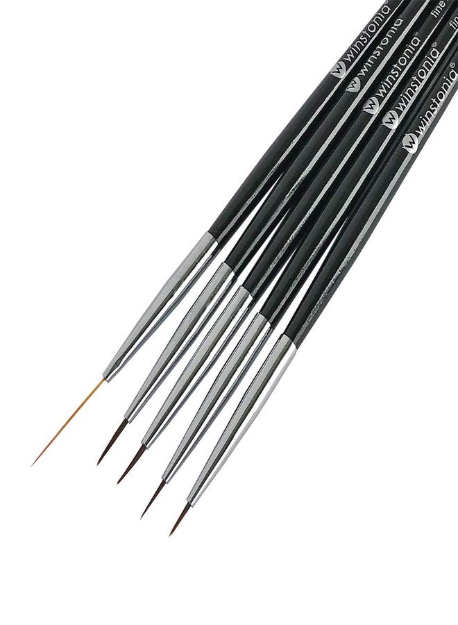 Winstonia 5 pcs Professional Nail Art Set Liner + Striping Brushes for Short Strokes, Details, Blending, Elongated Lines etc - Image 1