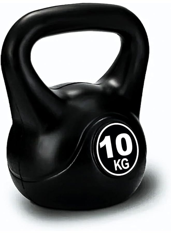 Sky Land Fitness Vinyl Kettlebell Dumbbell Black Strength Training Weights For Home Gym Full Body Exercises Kettlebell 10Kg - Image 1