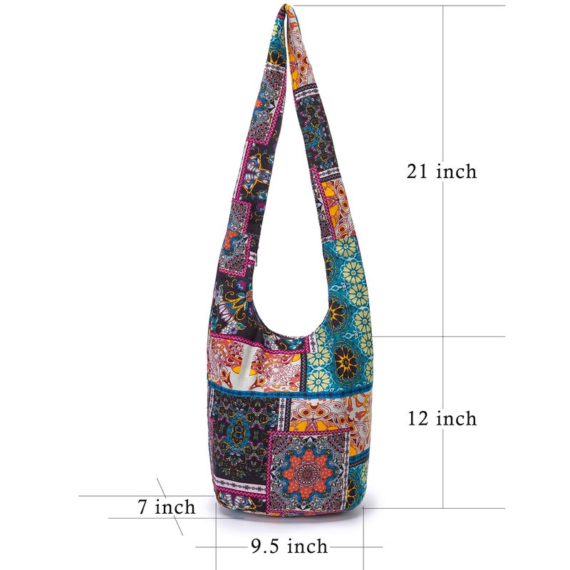 Coton Pose Women Shoulder Handbags Fashion canvas Hippie Crossbody Bags Bohemian Animal Prints Hobo Bags (Black-square) - Image 3