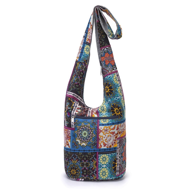 Coton Pose Women Shoulder Handbags Fashion canvas Hippie Crossbody Bags Bohemian Animal Prints Hobo Bags (Black-square) - Image 4