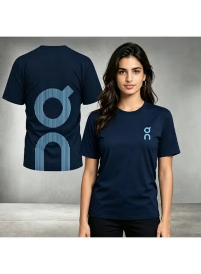 On Running Blue Double-Sided Print Casual Athletic Navy T-Shirt Size XL - Image 2