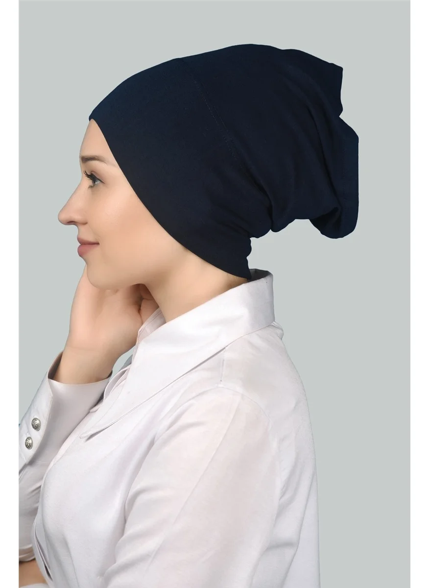 Altobeh Ready-made Practical Snap-on Long Tube Hijab Bonnet - Navy Blue