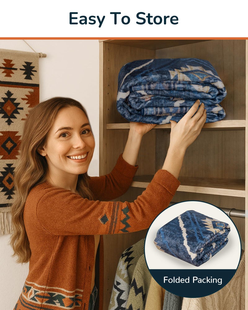 BESTSWEETIE Area Rug 5x7 Rug Machine Washable Non-Slip Low Pile Print Pattern Western Rug for Living Room Bedroom Entryway Tribal Series -Darkblue - Image 5