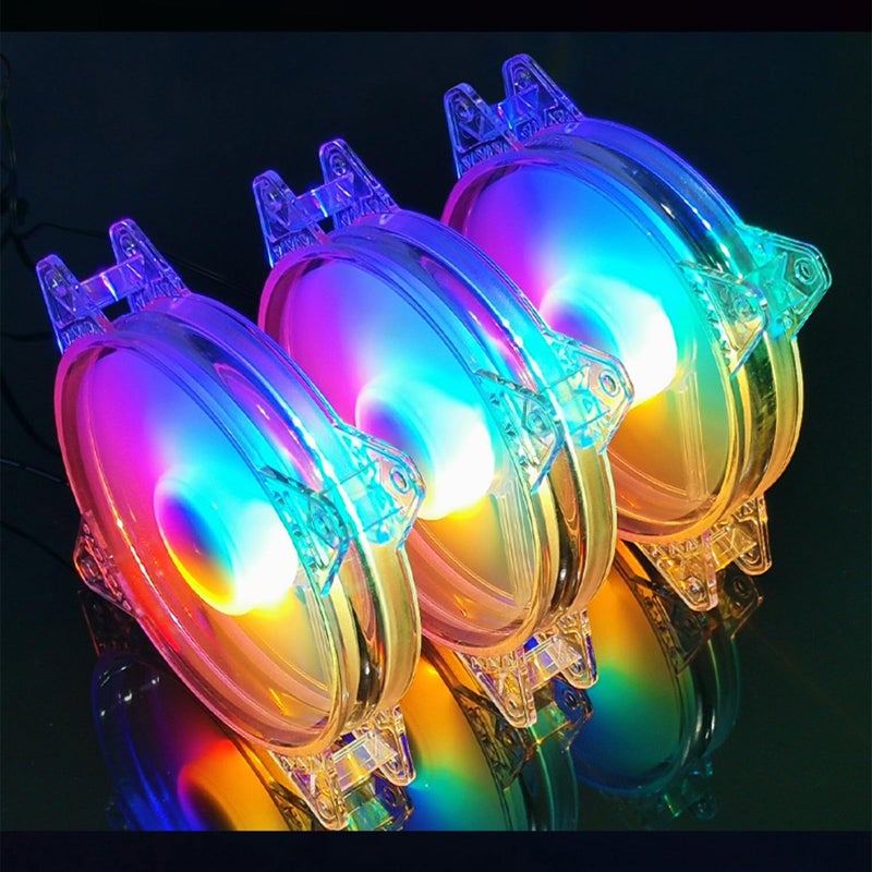 3 قطعة 12 سم مروحة تبريد LED شفافة للكمبيوتر مع PWM وسرعة قابلة للتعديل وهدوء محسّن وتشتيت حراري معزّز ومروحة علبة من ABS - Image 3