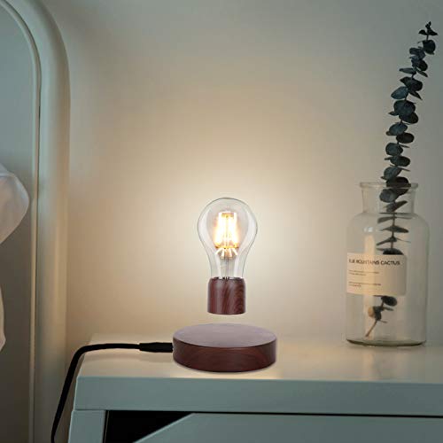 VGAzer Magnetic Levitating Floating Wireless LED Light Bulb Desk Lamp for Unique Gifts, Room Decor, Night Light, Home Office Decor Desk Tech Toys (Round Wooden Base..) - Image 4