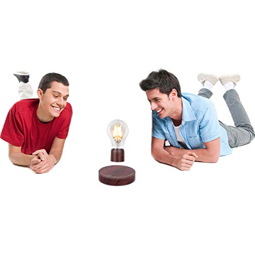 VGAzer Magnetic Levitating Floating Wireless LED Light Bulb Desk Lamp for Unique Gifts, Room Decor, Night Light, Home Office Decor Desk Tech Toys (Round Wooden Base..) - Image 5