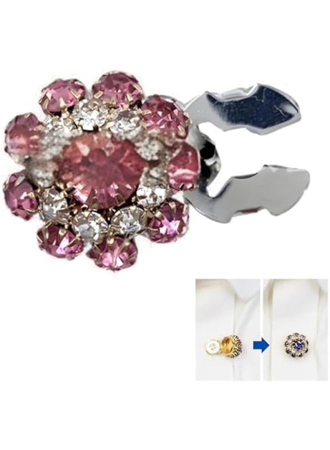 Rhinestone on Covers, on Covers for Women Blouses, Detachable Shirt on Clips ons Jewelry, Crystal Fancy ons for Clothing Decorative ons for Crafting, DIY (18PCS) F  - Image 1