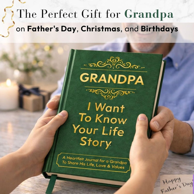 XKFCFC Grandpa I Want to Know Your Life Story Journal (Hardcover): Sentimental Gifts for Men – Perfect for Birthday, Thanksgiving Day, Fathers Day & Christmas - Image 2