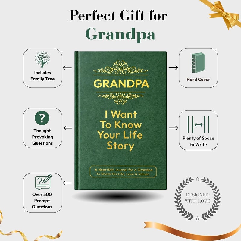 XKFCFC Grandpa I Want to Know Your Life Story Journal (Hardcover): Sentimental Gifts for Men – Perfect for Birthday, Thanksgiving Day, Fathers Day & Christmas - Image 5