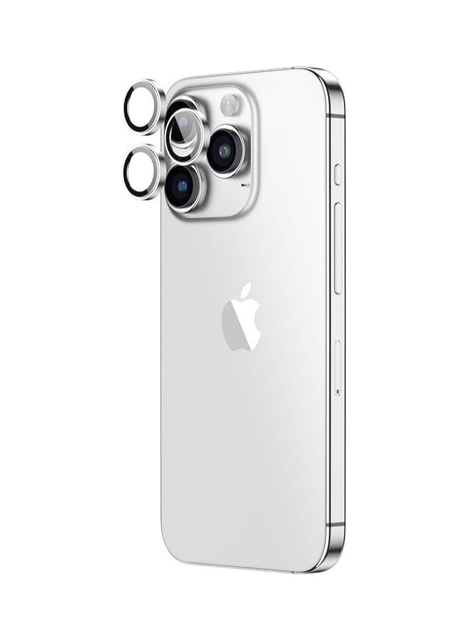 Raxoom iPhone 15 Pro and iPhone 15 Pro MAX Camera Lens Protector Supreme Tempered Glass Aluminum AR Lens Defender - Silver - Image 3