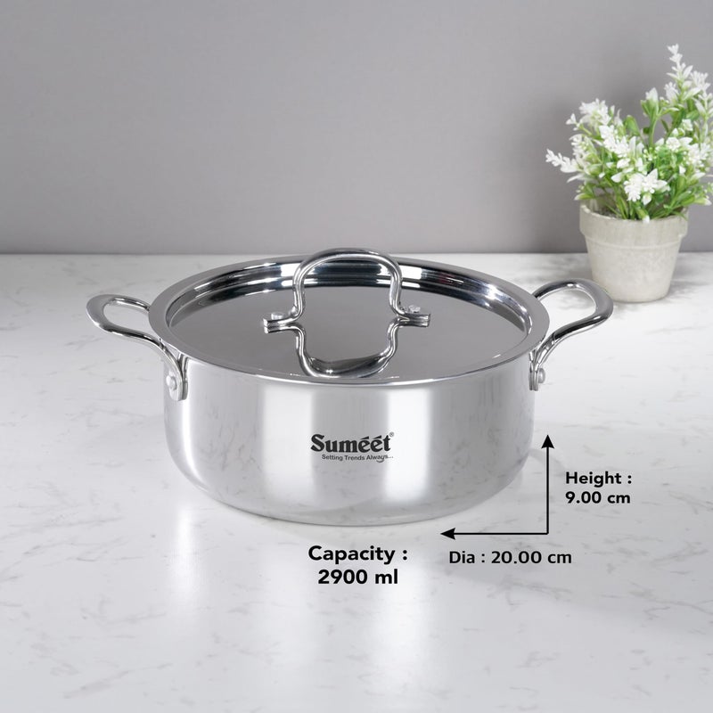 Sumeet Sumeet Cook Smart TriPly Steel-Aluminium-Steel - 3 Layers Casserole/Biryani Pot/Stock Pot with S.S. Lid- 2.9Ltr - 20Cm - Silver  - Image 4