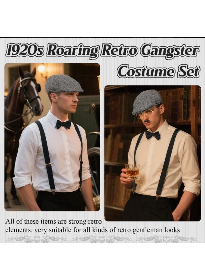 NajmStyle 1920s Gatsby Costume for Men, Men Fancy Dress Accessories Set 5 Pieces,1920s Men Accessories Set Includings Beret Hat, Adjustable Elastic Suspenders, Bow Tie, Vintage Pocket Watch for Cosplay 20s Themed Party Halloween - Image 3