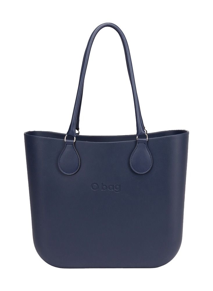 O bag classic with Long Tubular Eco Leather Handles in Navy Blue - Image 2