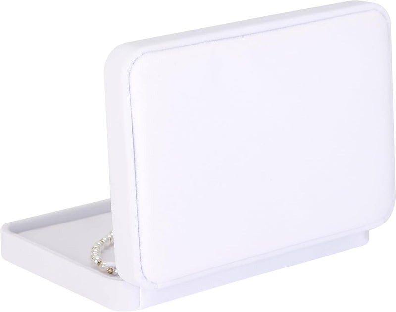 LETURE Large Velvet Jewelry Set Box, Big Necklace, Ring, Earring, Pendant Gift Box, Pearl/Chunky Necklace Storage Case (White) - Image 3