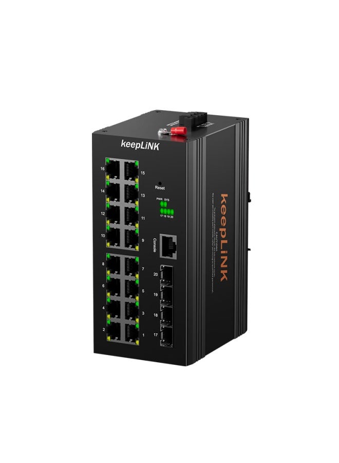 Keeplink Kp-9000-77-416gp/m Managed Industrial Poe Switch Gigabit 4 Optical 16 Electrical Din Rail Mount Metal Case Per Unit - Image 2