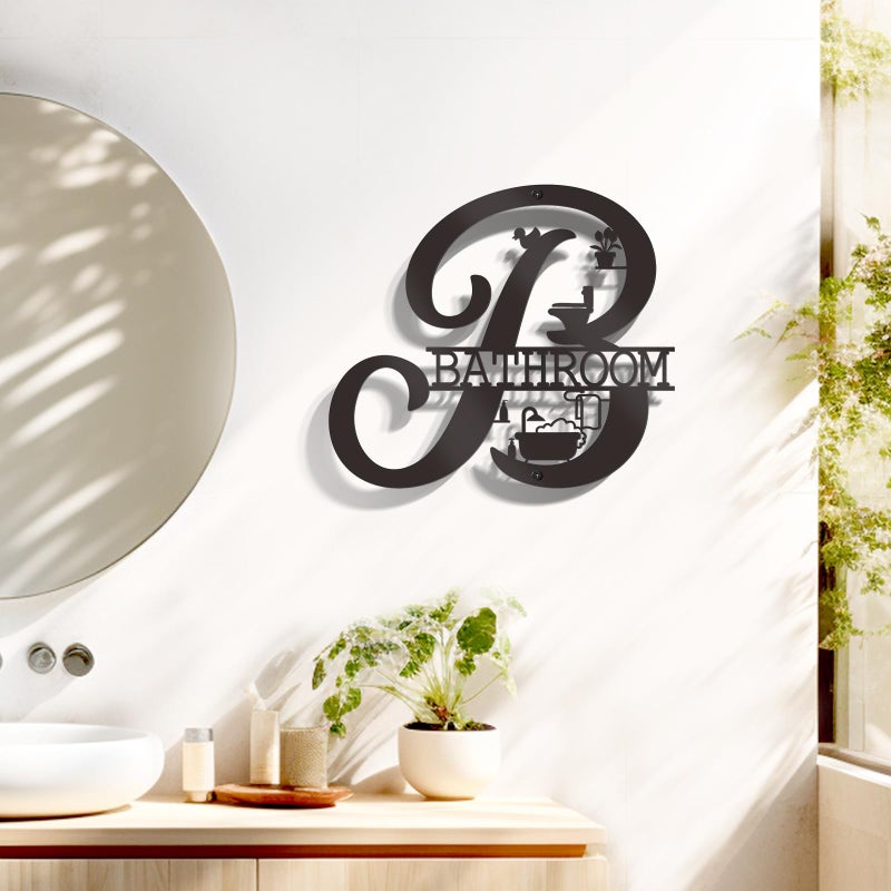 Bnesi Bathroom Wall Decor Modern Bathroom decor Metal Bath Art Farmhouse Wall Sign Funny Bath Hanging Decoration for Home (Farmhouse) - Image 2