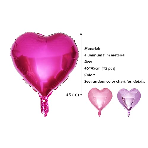DelightBox 18 Pink Heart Foil Wedding Party Balloons Decorations 12 pcs - Image 5