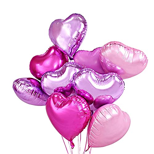 DelightBox 18 Pink Heart Foil Wedding Party Balloons Decorations 12 pcs - Image 1
