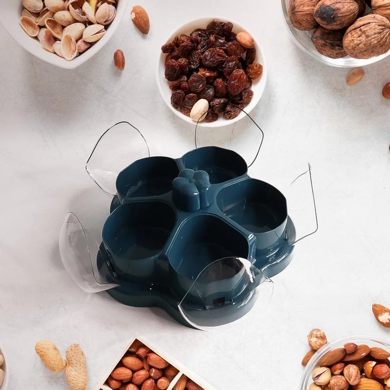 SUPERMOM Multicompartment Storage Box 1 Pc – Lotus Shape Rotating Dry Fruit & Snack Organizer Box with Compartments, Multipurpose Storage Tray for Dry Fruits, Snacks, Chocolates, Candies & Home - Image 2
