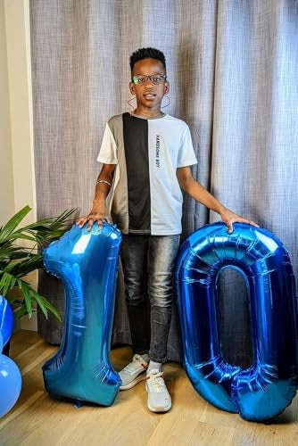 IWERP Navy Blue Number 10 Balloon 40 inch 10 Number Balloons 10th Navy Blue Birthday Decorations 10 Year Old Girls Boys Blue Party Supplies - Image 5
