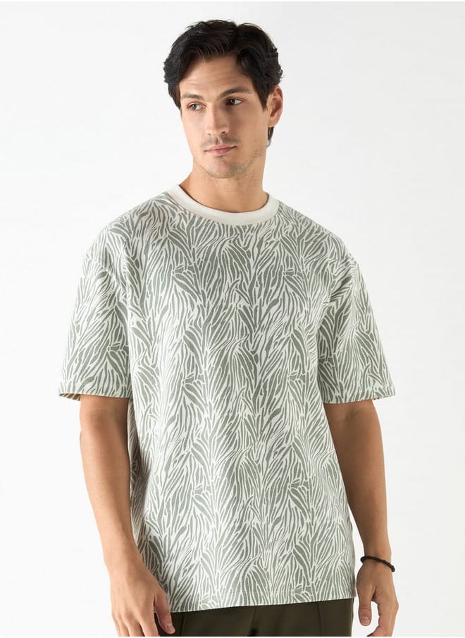 Iconic Iconic All-Over Print T-shirt with Crew Neck and Short Sleeves  - Image 1