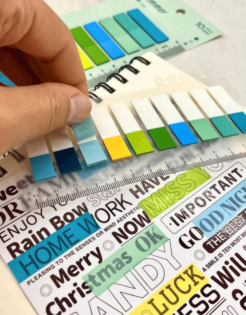 كاغيت جيمي دوكان Paper Ship Shop 2-Piece Transparent Pet Index Set 10 Colored Ruler Summer Full and Half Color / Index Sticker / Postit
