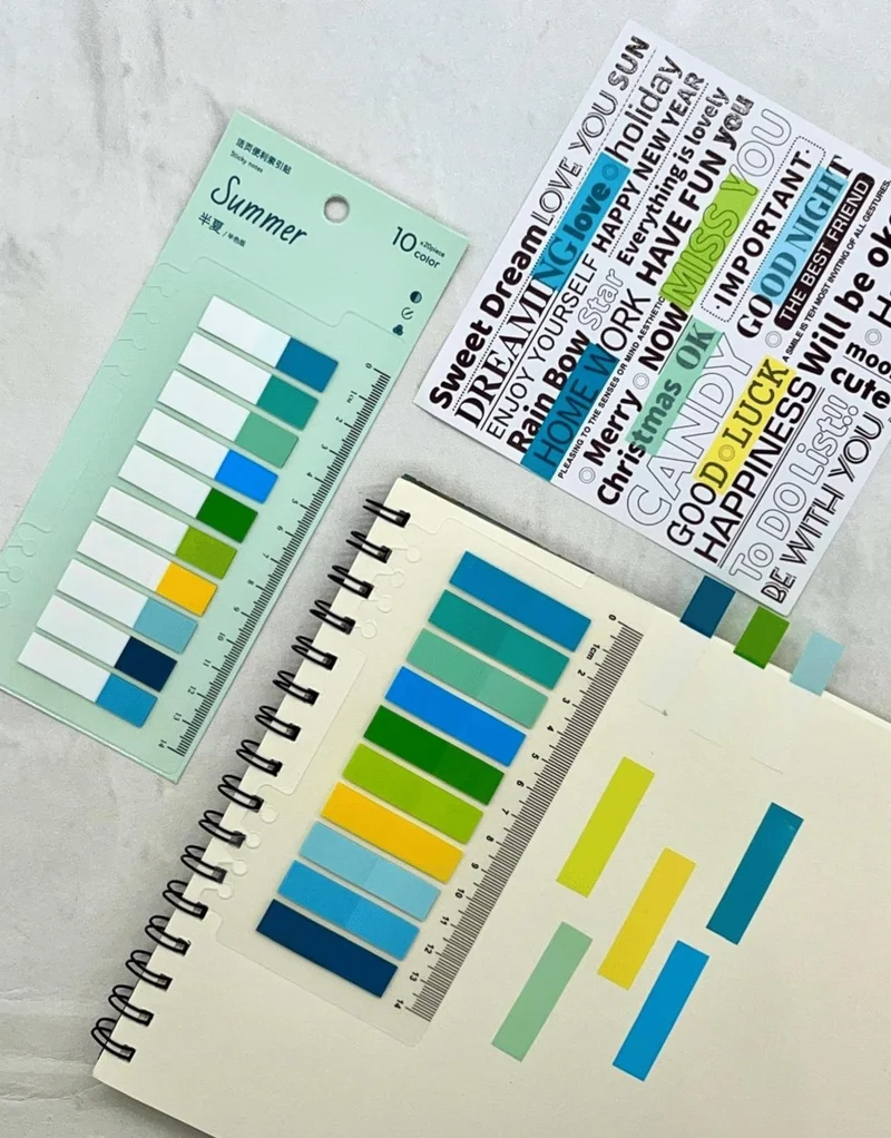كاغيت جيمي دوكان Paper Ship Shop 2-Piece Transparent Pet Index Set 10 Colored Ruler Summer Full and Half Color / Index Sticker / Postit