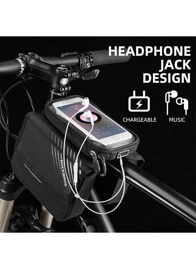 Rockbros ROCKBROS Bike Frame Bag, Waterproof Top Tube Bike Bag, Large Storage Touch Screen Bike Cell Phone Holder Suitable for iphone X,11,12,13,14 Below 6.4"  - Image 5