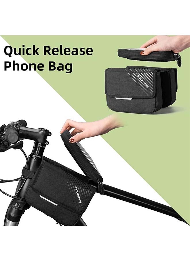 Rockbros ROCKBROS Bike Frame Bag, Waterproof Top Tube Bike Bag, Large Storage Touch Screen Bike Cell Phone Holder Suitable for iphone X,11,12,13,14 Below 6.4"  - Image 2