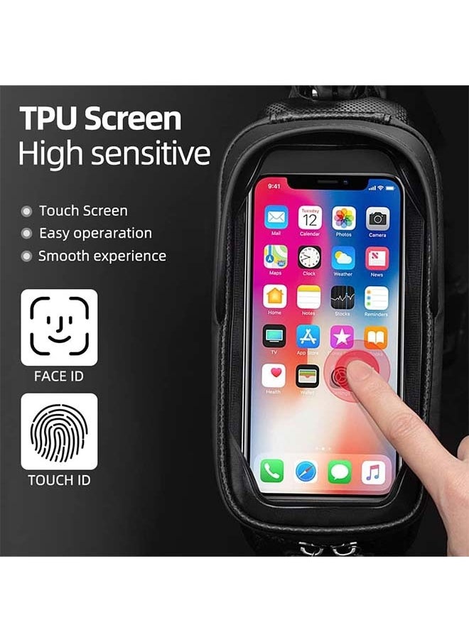 Rockbros ROCKBROS Bike Frame Bag, Waterproof Top Tube Bike Bag, Large Storage Touch Screen Bike Cell Phone Holder Suitable for iphone X,11,12,13,14 Below 6.4"  - Image 4
