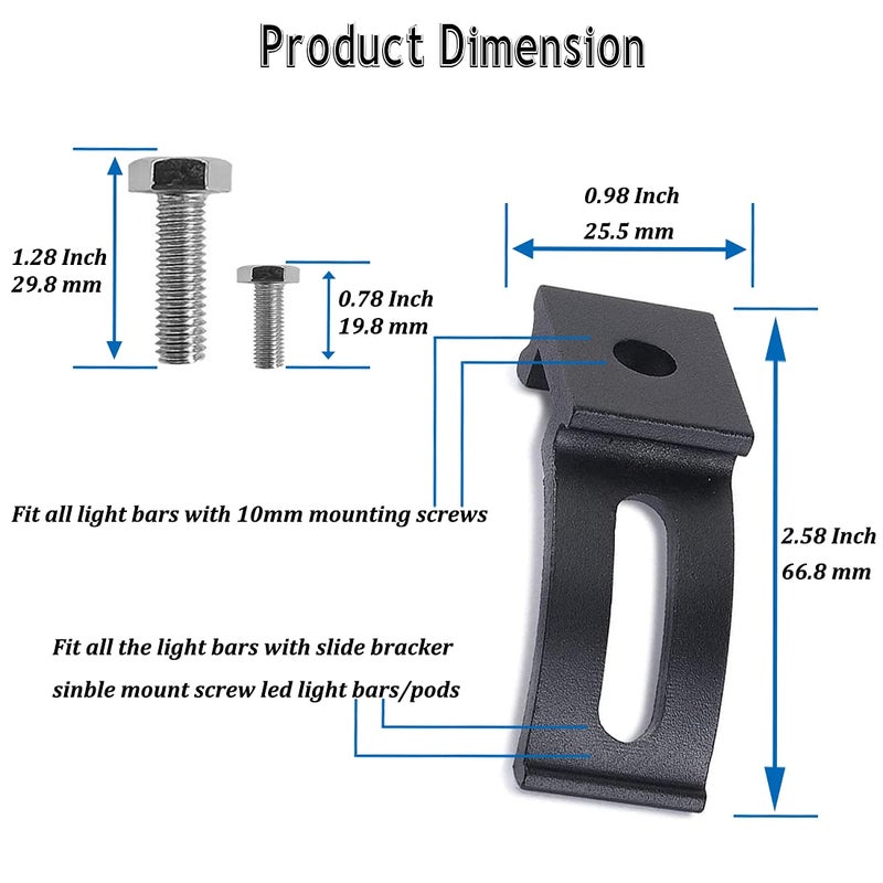 LEDOPPO LED Light Bar Mounting Bracket - Mounting Brackets Universal Adjustable Slide Mounted Base for Work Light Bar LED Pod (Pack of 2) - Image 2