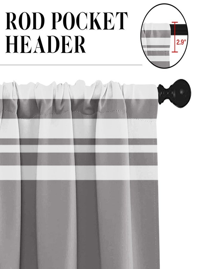 Tayney Light Grey Kitchen Window Curtains Valance and Tier Set 36 Inch, Gray Striped Abstract Rod Pocket Short Tier Curtain for Bathroom, Modern Small Cafe Drapes for Kitchen Decor - Image 5