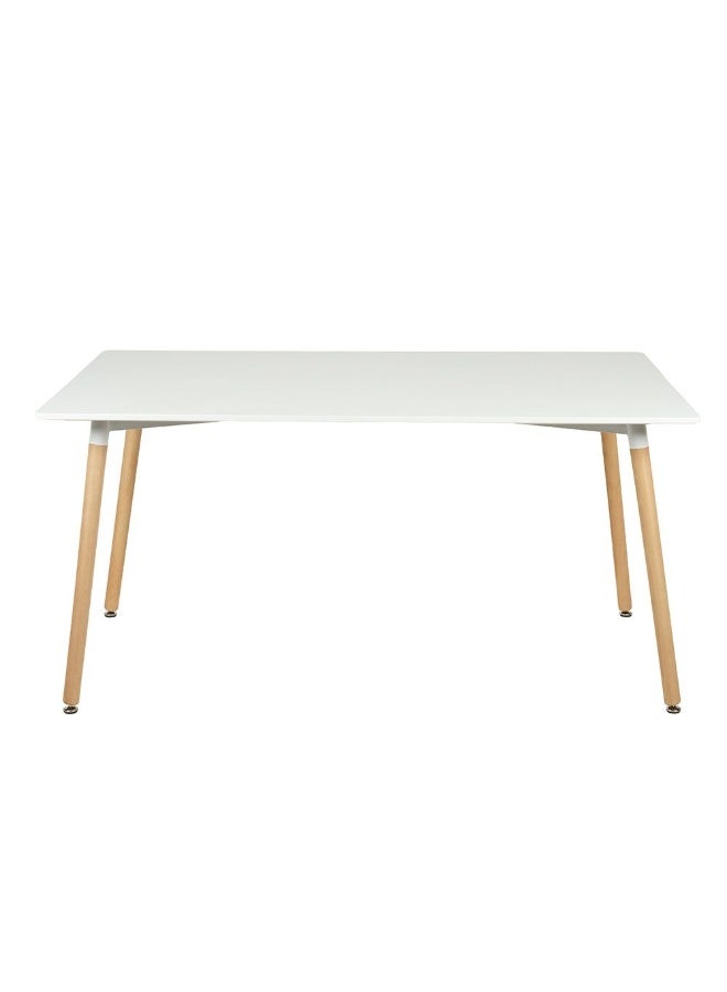 DANUBE HOME Stork 6 Seater Dining Table - Elegant White & Beech Finish, Engineered Wood & Metal, Ideal for Dining Room, L150xW90xH75cm - Stylish Furniture for Family Gatherings - Image 3