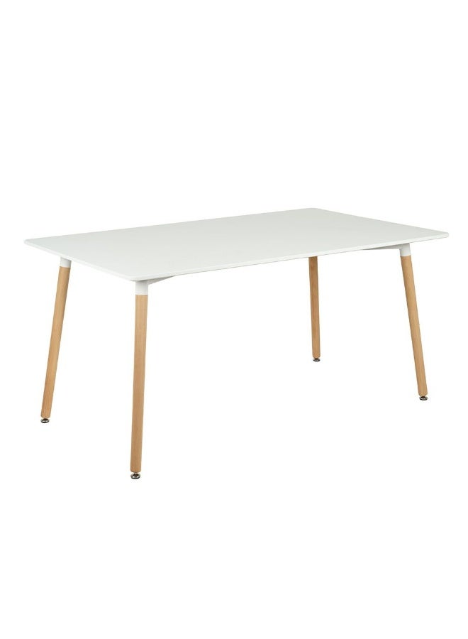 DANUBE HOME Stork 6 Seater Dining Table - Elegant White & Beech Finish, Engineered Wood & Metal, Ideal for Dining Room, L150xW90xH75cm - Stylish Furniture for Family Gatherings - Image 2