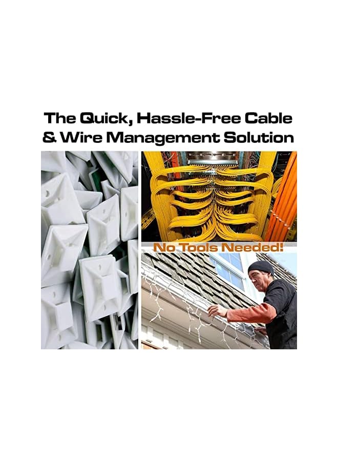 S-TOP Premium Zip Tie Adhesive-Backed Mounts Professional Grade White Cable Tie Bases (100, 19x19 mm) - Image 5