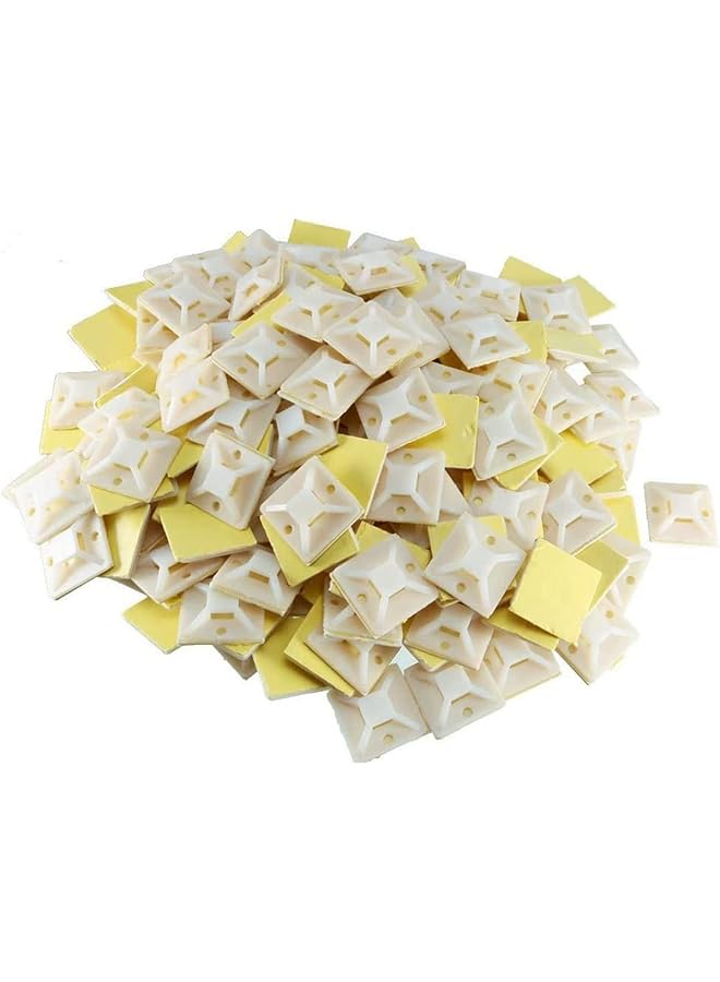 S-TOP Premium Zip Tie Adhesive-Backed Mounts Professional Grade White Cable Tie Bases (100, 19x19 mm) - Image 1