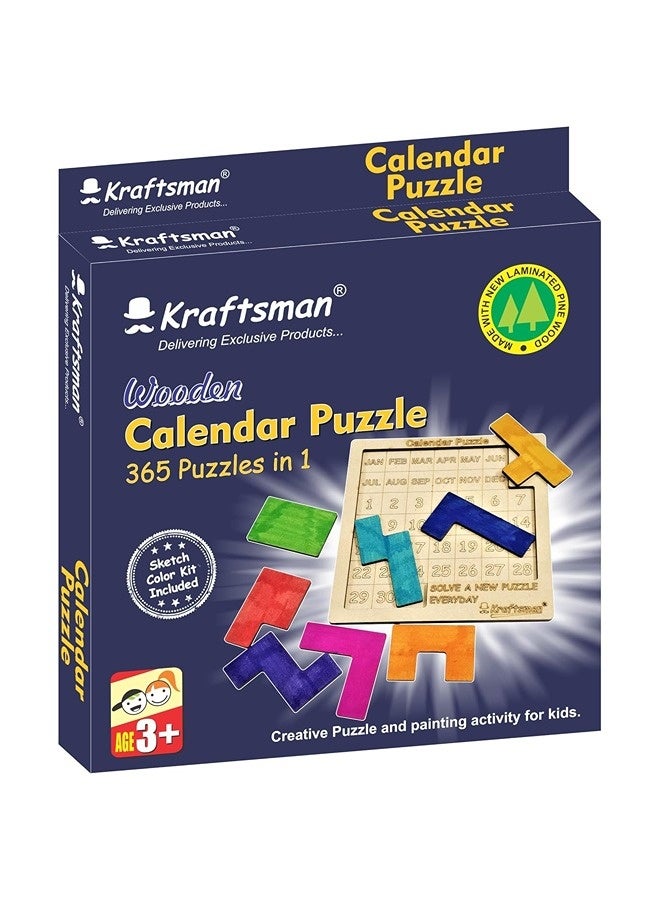 Kraftsman Color Your Own Puzzles - Calendar Puzzle (365 Puzzles in 1) with Complete Sketch and Color Kit | DIY Daily Puzzle Activity for Kids | Teens and Adults | Creative Educational Puzzle Set for Year-Round Fun and Learning