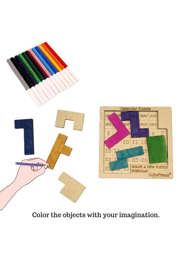 Kraftsman Color Your Own Puzzles - Calendar Puzzle (365 Puzzles in 1) with Complete Sketch and Color Kit | DIY Daily Puzzle Activity for Kids | Teens and Adults | Creative Educational Puzzle Set for Year-Round Fun and Learning