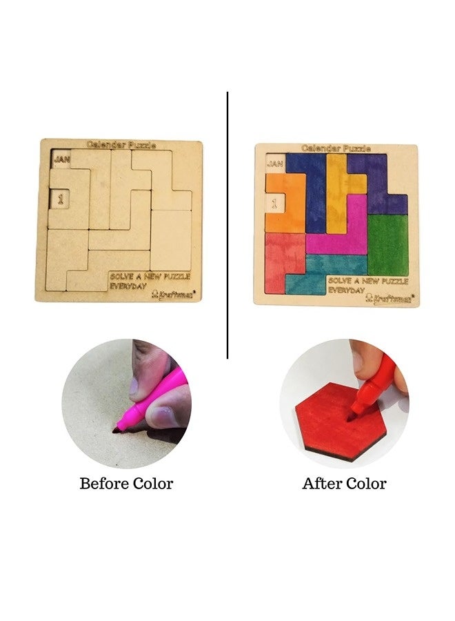 Kraftsman Color Your Own Puzzles - Calendar Puzzle (365 Puzzles in 1) with Complete Sketch and Color Kit | DIY Daily Puzzle Activity for Kids | Teens and Adults | Creative Educational Puzzle Set for Year-Round Fun and Learning