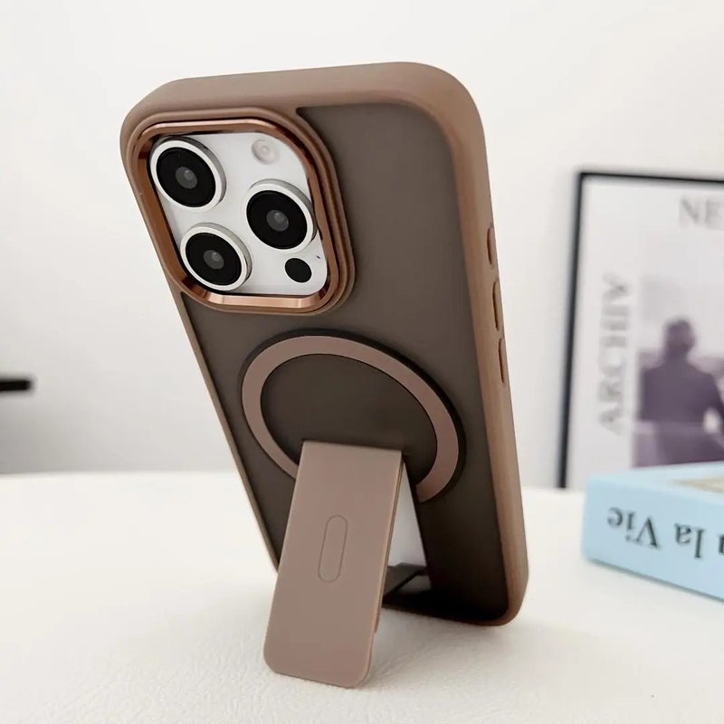Magnetic Wireless Charging iPhone Case, Luxury Matte Semi-Transparent Stand, Shockproof Soft Buffer, for iPhone 17 16 15 14 13 12 11 Pro Max Plus - Image 1
