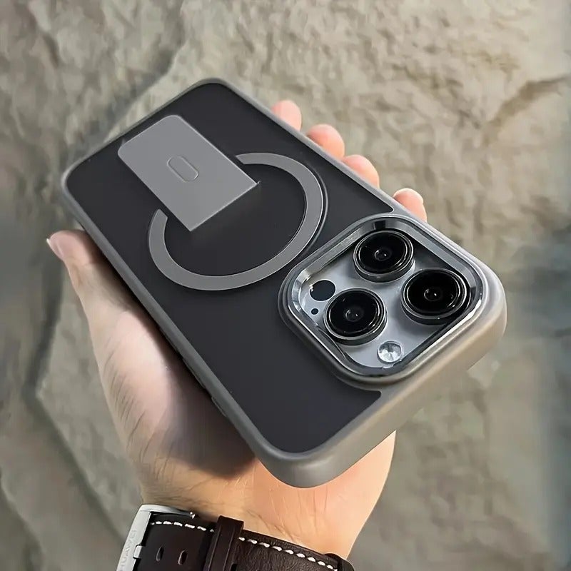 Magnetic Wireless Charging iPhone Case, Luxury Matte Semi-Transparent Stand, Shockproof Soft Buffer, for iPhone 17 16 15 14 13 12 11 Pro Max Plus - Image 4