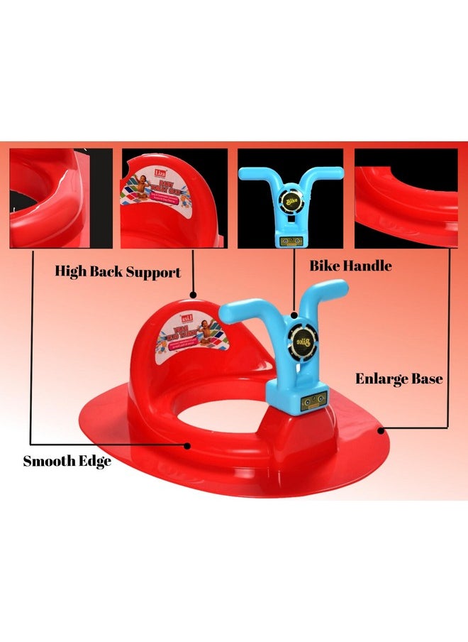 Liza Kids Toilet Trainer Baby Potty Seat With Bike Handle And Back Support Toilet Seat For Western Toilet (Red)  - Image 2