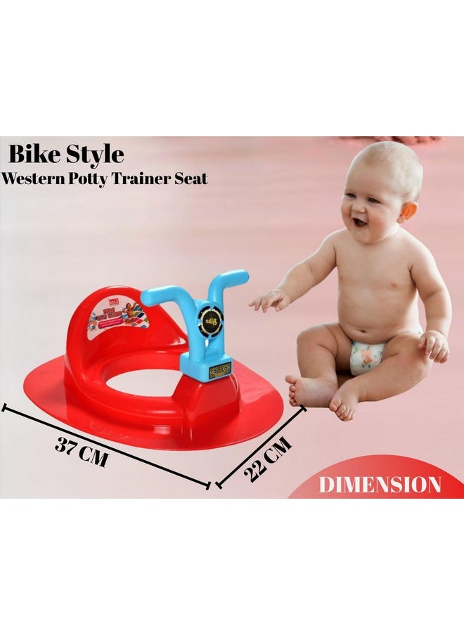 Liza Kids Toilet Trainer Baby Potty Seat With Bike Handle And Back Support Toilet Seat For Western Toilet (Red)  - Image 4