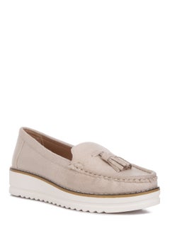 London Rag Daiki Platform Lug Sole Tassel Loafers In Beige  - Image 2