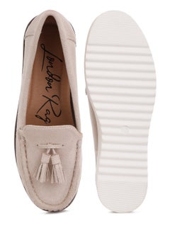 London Rag Daiki Platform Lug Sole Tassel Loafers In Beige  - Image 4