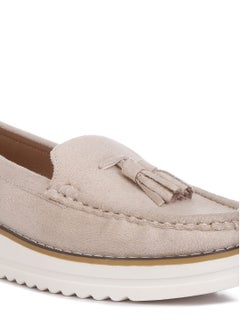 London Rag Daiki Platform Lug Sole Tassel Loafers In Beige  - Image 5