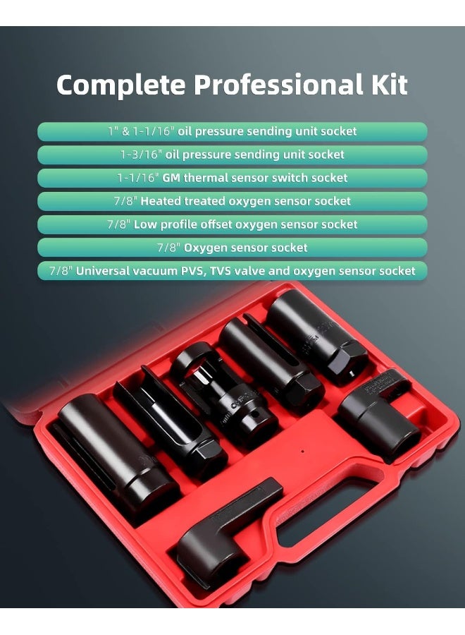 SCITOO SCITOO 7pcs O2 Oxygen Sensor Oil Pressure Sending Unit Master Sensor Socket Tool Kit  - Image 2