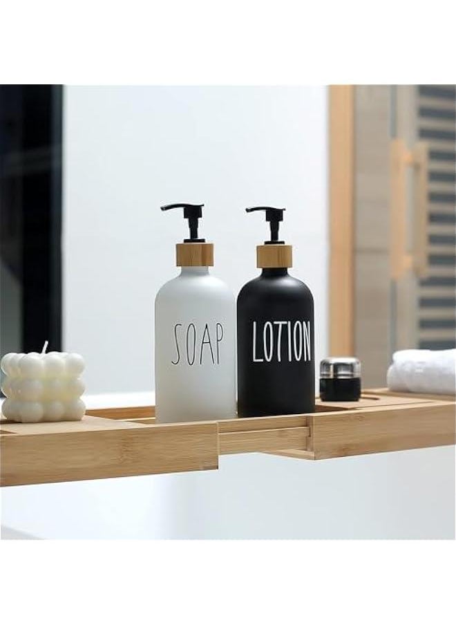 HOOKOR Soap Dispenser Bathroom Set- Hand Soap and Lotion Dispenser Set with Tray - Glass Bathroom Soap Dispenser Set Pump -Farmhouse Bathroom Decor,Bathroom Accessories  - Image 5